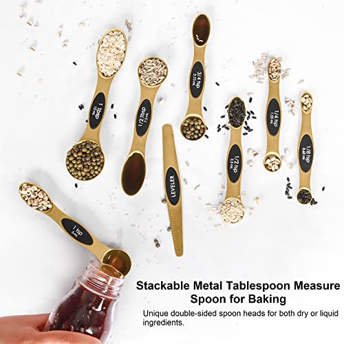 Measuring Spoons Set Stainless Steel with Leveler, Stackable