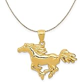 The Black Bow 14k Yellow Gold Polished Galloping Horse Necklace