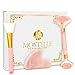 Rose Quartz Roller for Face, Gua Sha Facial Massager & Facial Mask Brush Tools Set - Anti Aging, Eye Puffiness, Neck Slimming Skin Care Tool - Durable & Natural Jade Roller Alternative by Mostelle
