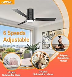 OPONL Black 42 inch Ceiling Fan with Light, Remote
