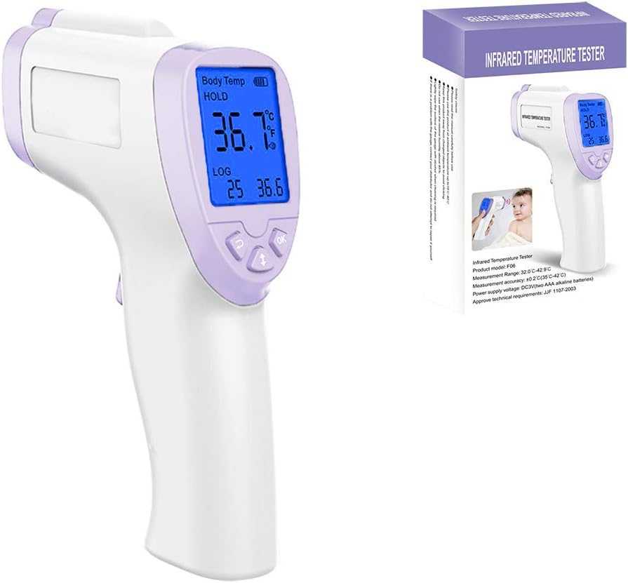 Cathalem Ear and Forehead Thermometer, No-Touch LCD Infrared Forehead Body Thermometer for Adults Bady Kids, Fever Ear Food Meat Thermometer Gun, 0.5s Instant Read, 5-15cm Distange Range