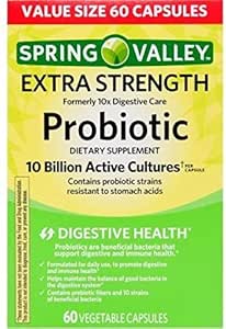 Amazoncom Spring Valley Extra Strength Probiotic Vegetable Capsules 10b Cfu 60 Ct Health Household