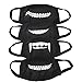 Teenitor Cotton Mask, Teeth Pattern Cute Unisex Cotton Blend Anti Dust Face Mouth Mask Black for Man Woman 4 pcs A Set