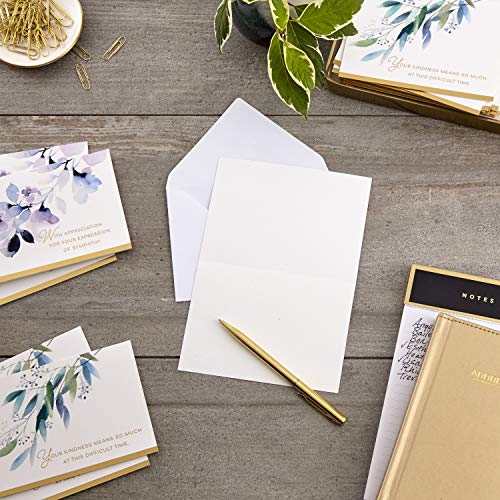 Hallmark Funeral Thank You Cards Assortment, Watercolor Flowers (50