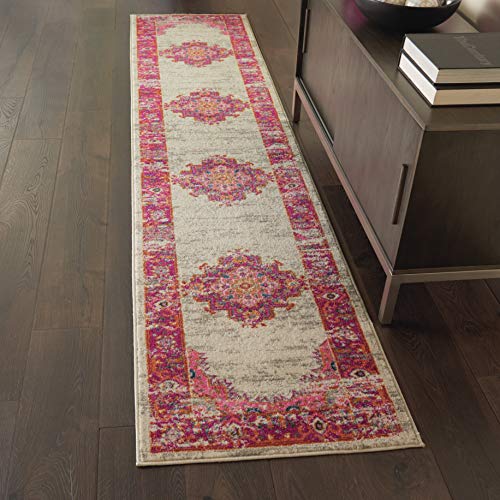 Nourison Passion Area Rug, 2'2"X7'6", IVORY/FUSHIA