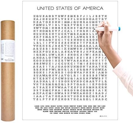 Inkwell Goods US Travel Checklist Coloring Word Search Poster + Activity Print | Home Decor Wall Art. Gift for Adventure Traveler | Used for Educational + Learning | Made in USA 16 x 20 inches
