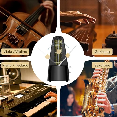 Metrônomo mecânico, Núcleo mecânico de cobre formato clássico batida precisa, vários modos de batida, adequado para piano guitarra bateria violino bateria saxofone preto Cabelo liso São Paulo Brasil