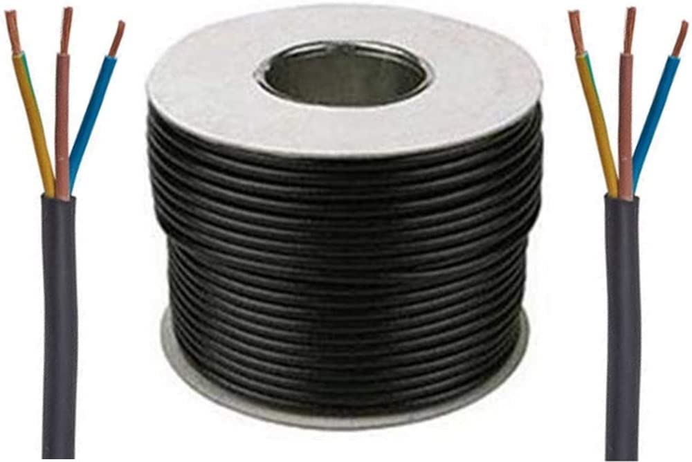 3 Core Round Black Flex Flexible Cable 3183Y 1.5 mm - Cut to Size (10 Metres)