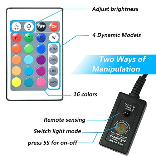 toyuto Fish Aquarium Tank Light - Aquarium Background Light,Wireless Remote Control,RGB Colored Changing, Underwater Submersible LED Light (14 Inches)