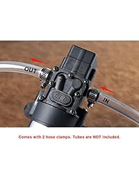 Bomba de agua fresca bayite 12 V CC con 2 abrazaderas de manguera, bomba de diafragma de 12 V autoimprimación, bomba de pulverización con interruptor de presión 4,5 l min 1,2 GPM 80 psi ajustable para RV Camper Marina Barco césped
