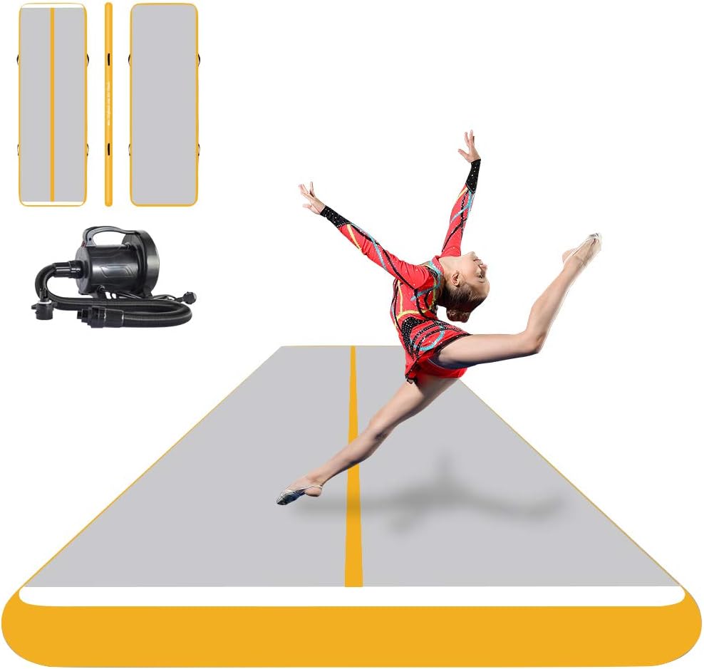 ibigbean Inflatable Gymnastics Tumbling Tracker Equipment Mats - for Cheerleading, Gymnastics Training, Beach, on Water(8 inch Thick)