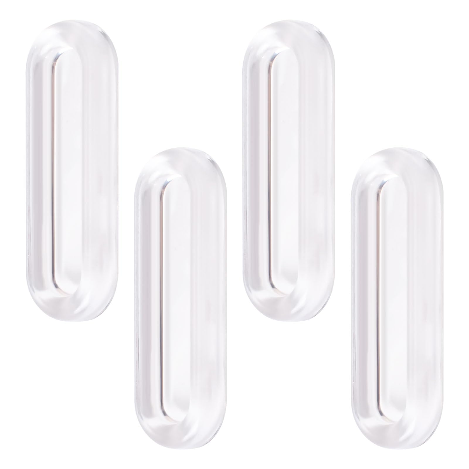 Photo 1 of MOROBOR Clear PU Self-Adhesive Pulls, 4 Pcs Recessed Finger Pulls Oval Sliding Door Handles Clear Instant Handle for Glass Doors Window Drawer Cabinet