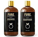 Pure Biology Premium Apple Cider Vinegar Shampoo & Conditioner Set - Cleanse, Increase Shine & Hydration, Biotin for Hair Growth & Reduce Hair Loss, Dry Scalp & Dandruff for Men & Women, Sulfate Free