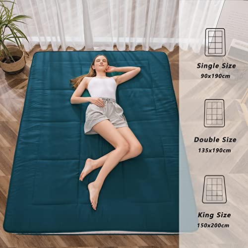 MAXYOYO Futon Mattress, Japanese Floor Mattress, Quilted Extra Thick, Foldable, Breathable, Guest Bed (Bluestone, King)