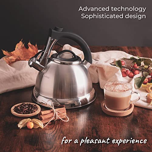Whistling Tea Kettle with iCool Handle, Surgical Stainless Steel