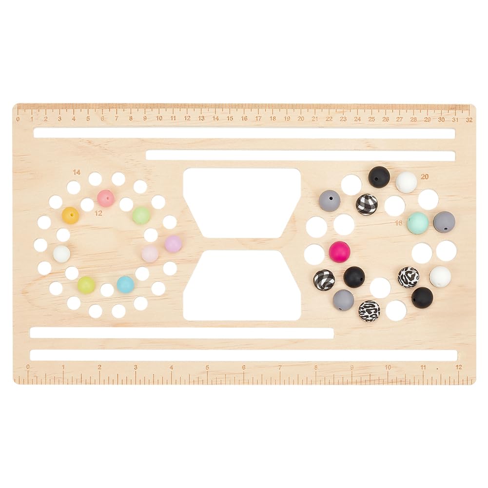 BENECREAT 33x20cm Wood & Silicone Bead Board Kit, Papaya Whip Wristlet Keychain Tools for Jewelry Making Bracelet & Necklace DIY