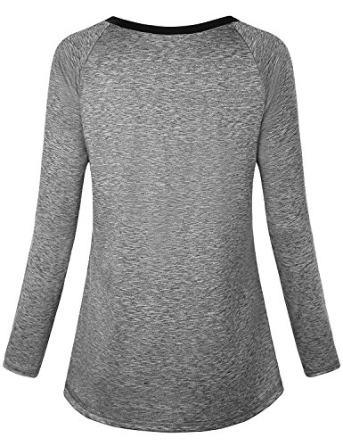 Hibelle Yoga Shirts for Women, Trendy Breathable Athleisure Wear Walking Running Exercise Sports Tops Sweat Absorbing Moisture Wicking Fabric with High Stretch Clothing Grey XXL