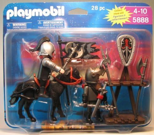 Playmobil 5888 Knight on Horse + Knight w weapons rack by Medieval by Medieval