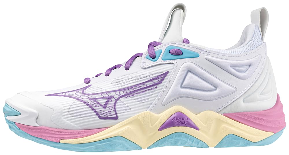 Mizuno Wave Momentum 3 Women's Volleyball Shoe | Womens Volleyball Footwear | White-Peace Blue | US Womens 13 Image
