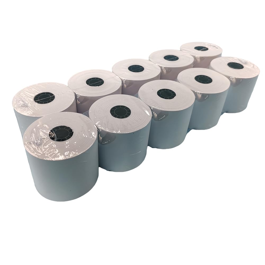 Photo 1 of 2 1/4 in x 150 ft Calculator Paper Rolls 2 1/4 Adding Machine Tape Paper Rolls, for HR-10RC, HR-170RC, HR-200RC, EL-1197PIII, EL-1801V, P23-DHV-3, CP-90A, MP11DX-2, 1280-2, 53 GSM, 10 Rolls