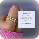 Long tiantian Daughter Gifts from Mom Fidget Ring Adjustable Open Spinner Worry Anxiety Rings for Women Mothers Day Gifts for Daughter