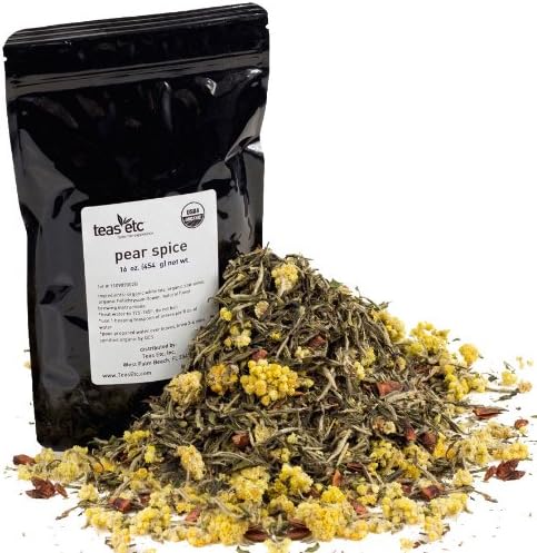 Teas Etc Pear Spice Organic Loose Leaf White Tea 16 oz.
