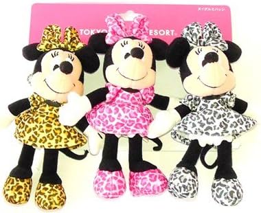 Amazon ディズニー公式ミニーマウス3人組ぬいぐるみバッジ ヒョウ柄 国内正規品 ディズニーリゾート限定 バッジ おもちゃ