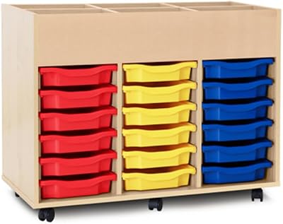Office Needs Direct 6 Bay Mobile Kinderbox 18 Tray Storage Unit Maple