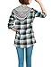 Allegra K Women's Button Down Plaids Drawstring Hooded Shirt Green L (US 14)