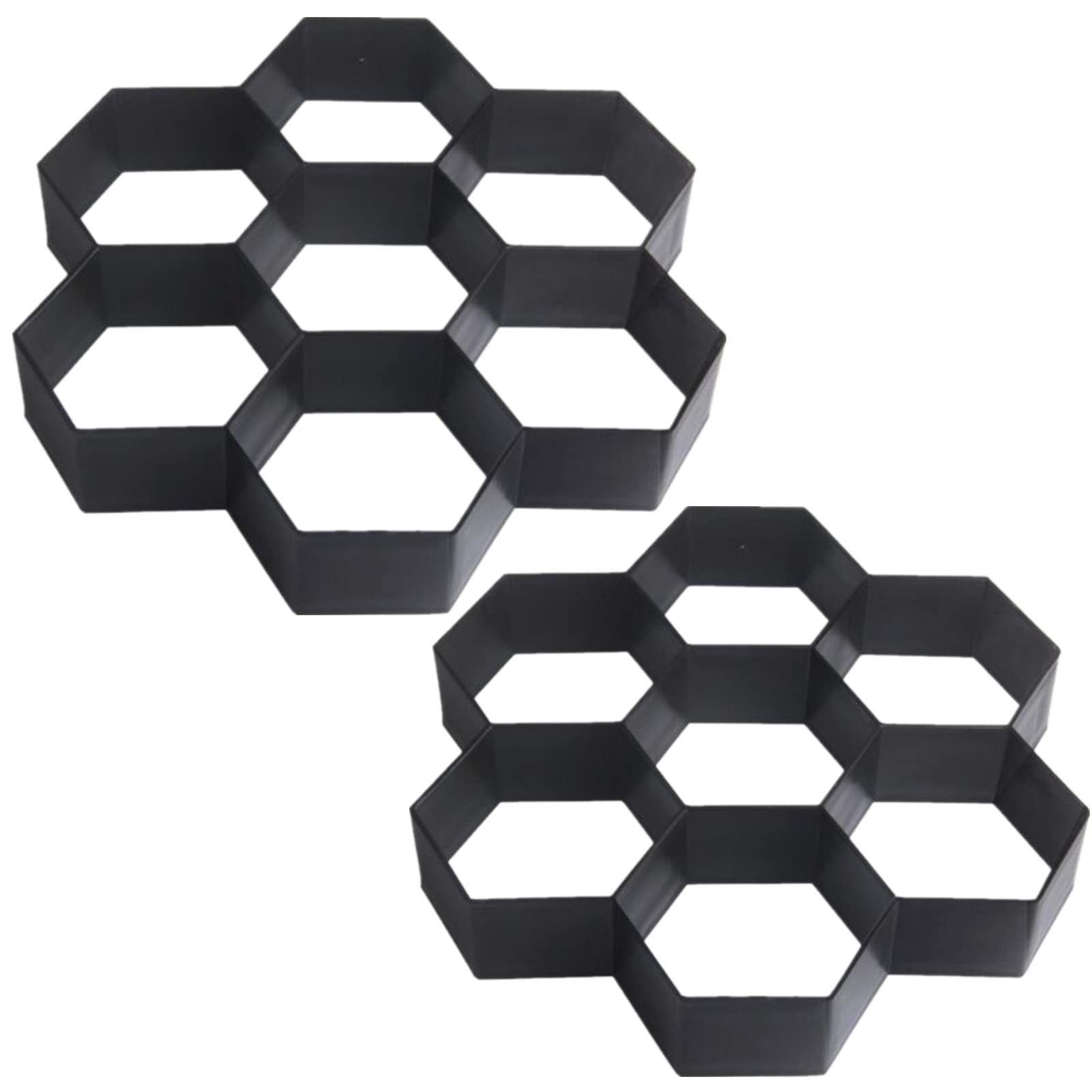 2 Packs Concrete Slab Moulds Walk Path Maker Mold Pavement Irregular Driveway Brick Patio Concrete Slab Path Walk Maker Frame DIY Driveway Garden Pavement Mould (Black 30 * 30cm)