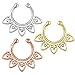 Plated Fake Septum Clicker Clip On Non Piercing Nose Ring Hoop Cartilage Septum Hanger Heart 3/8"