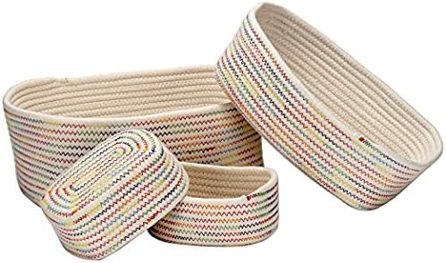 Cotton Rope Storage Baskets, Closet Organization, Toy Storage,Laundry Hamper, Swinter SET of 4 Cotton Rope Storage Baskets Boxes , Toy & Diaper Storage Bins , Soft Durable