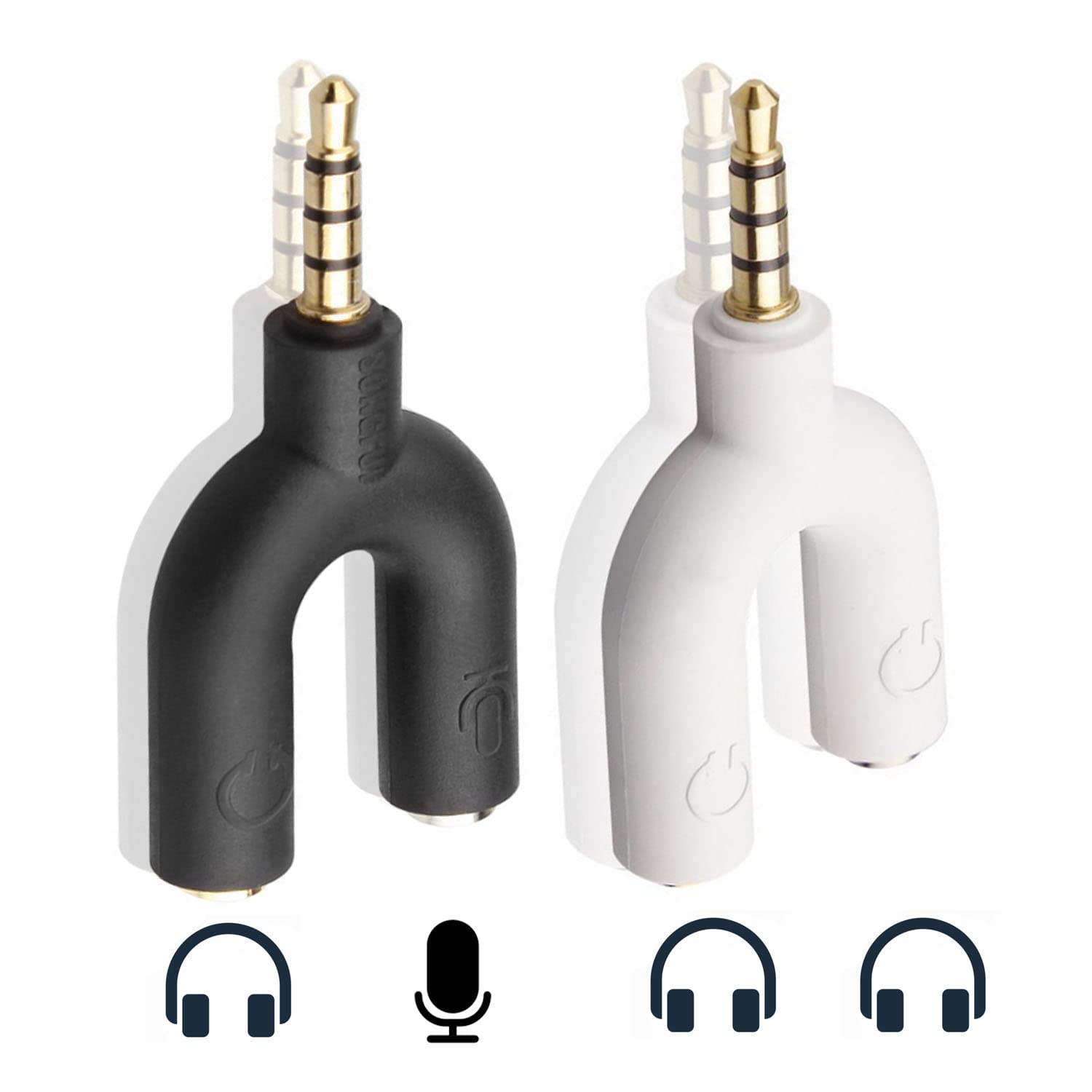 Photo 1 of WISYIFIL 2 Pack Dual 3.5mm Jack Splitter, Headphone and Mic, TRRS 4 Pins