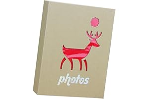 NUOBESTY Album photo de croissance en papier kraft 100 pochettes de 17,8 cm, motif cerf, scrapbooking pour souvenirs de famil