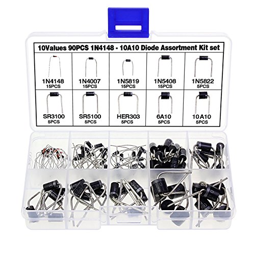 Wimas 10Values 90PCS Rectifier Diode Axial Lead Rectifier Diode Assortment Kit (10Values 90PCS)