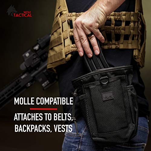 WOLF TACTICAL Drawstring MOLLE Dump Pouch EDC Drop Bag for Ammo, Magazines, Range Shooting