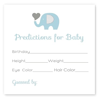 Amazon Com Blue Elephant Baby Shower Predictions Game Card Set Of