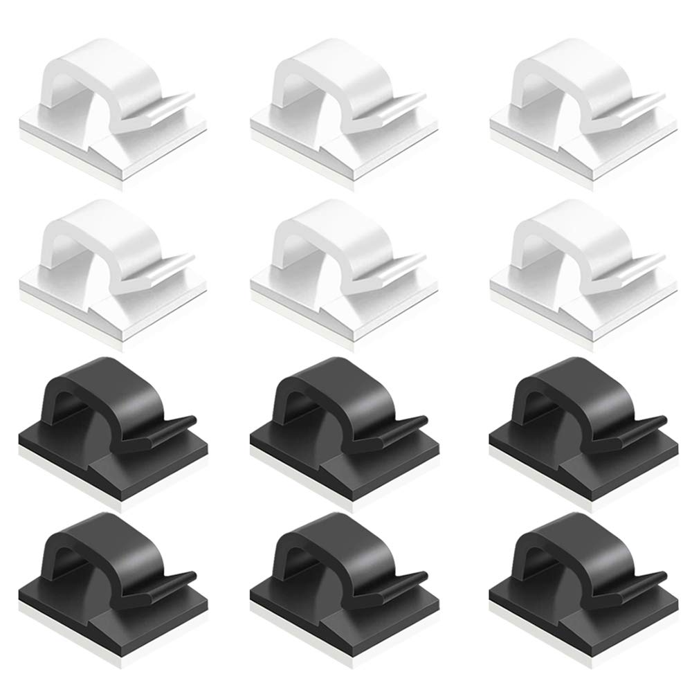 FineGood 60 PCS Adhesive Cable Clips, Black, White - Cable Organizer