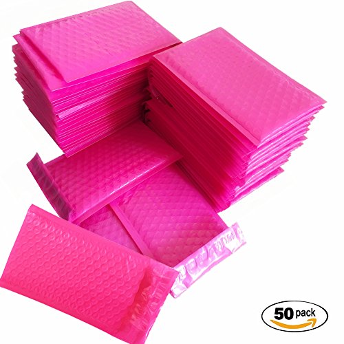 Ses.co 4x8 inch hot pink poly water-proof sturdy bubble mailers s…