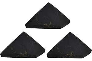 Shungite World Authentic Shungite Pyramid Real Shungite Stones Shungite Crystal Pyramid Home Protection Room Decor Office Decor Authentic Crystals Black Pyramid 3 Pack (Unpolished, 30 mm / 1.18")