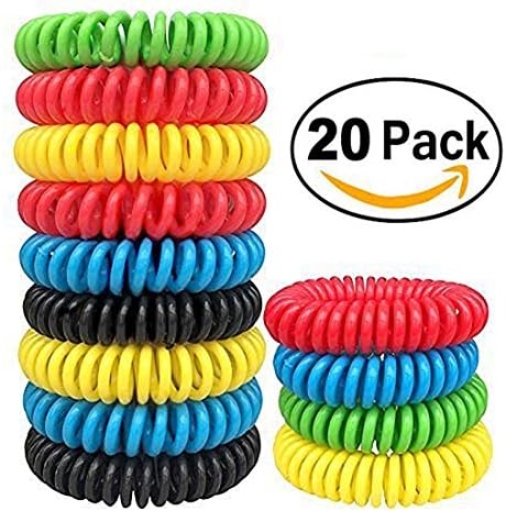 TopEUR Mosquito Repellent Bracelet Natural Waterproof Insect Repellent Bands Travel Deet-Free Wristbands 240 Hours Indoor &amp; Outdoor Protection - Pest Control for Kids Adults - 20 pack