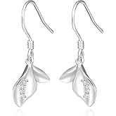 MYHAO Solid CZ Flower Drop Earrings for Women Teens 925 Sterling Silver Flower Earrings Drops Hook Hypoallergenic