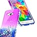 Galaxy Grand Prime Case, J2 Prime with Tempered Glass Screen Protector for Girls Kids Women, NageBee Glitter Liquid Bling Floating Waterfall Cute Case for Samsung Galaxy J2 Prime (G530) -Purple/Blue