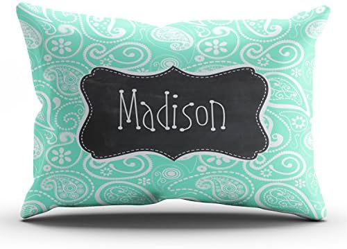 Hoooottle Custom Aquamarine Paisley Retro Chalkboard Pretty Pillowcase Rectangle Zippered One Side Design Printed 12x24 Inch Lumbar Throw Pillow Case Cushion Cover