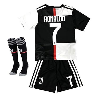 2019-2020 Season Juventus #7 Ronaldo Kids Or Youth Home Soccer Jersey &amp; Shorts &amp; Socks Black/White