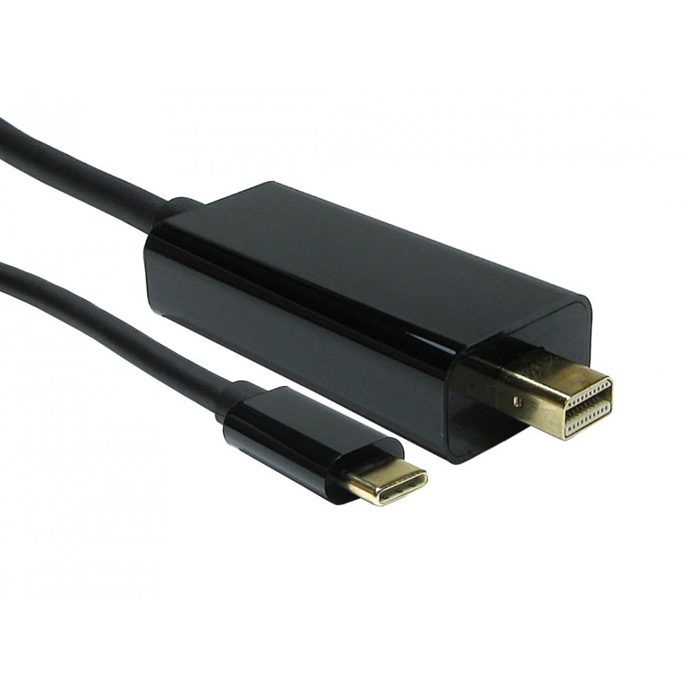 World of Data 1m USB Type C (Male) to Mini DisplayPort (Male) Cable Adapter - Black