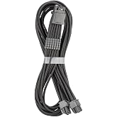 CableMod Pro ModMesh 12V-2x6 PCIe Cable for ASUS/Seasonic (Black, 2 x 8p) | Nylon RT-Series. 16-pin to Dual 8-pin, 60cm. 12V-2x6 StealthSense connector. Fits ASUS, Seasonic, Phanteks PSUs.