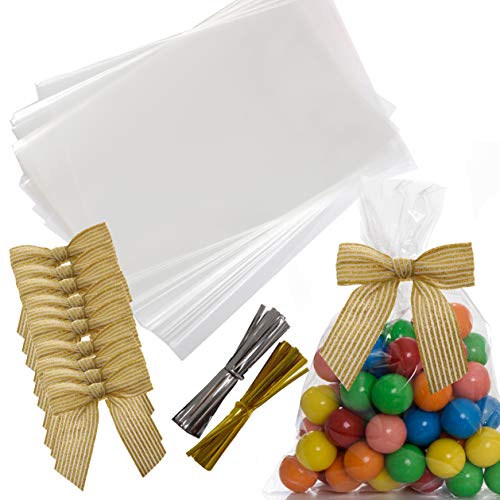 Clear Cellophane Bags 200ct with Ties & Bows  6