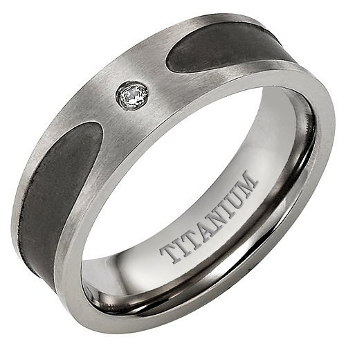 Willis Judd Mens Band Ring Crafted in Pure Titanium with CZ. Free Black Velvet Gift Box. Available in Most Sizes
