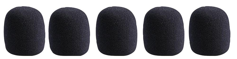 PULSE 40mm Black Foam Microphone Windshield, Pack of 5 – Reduces Pop & Wind Noise, Fits Standard Handheld Vocal Mics